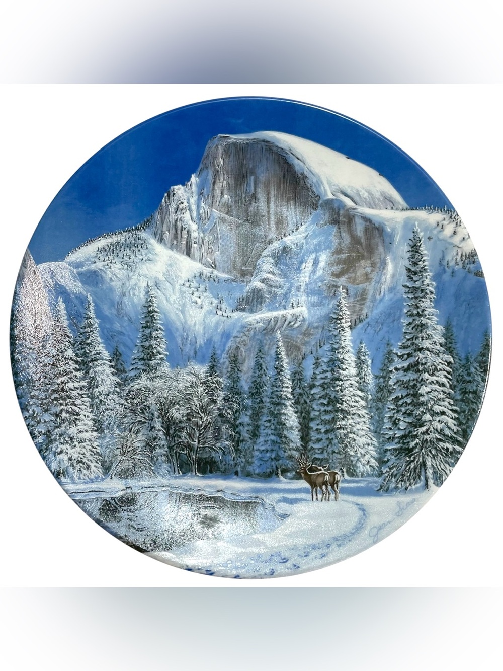 Vintage 1990s WS George - Nature’s Legacy Blue Snow at Half Dome Collector Plate